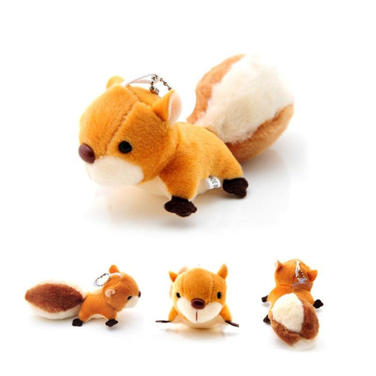 Écureuil en peluche jouet en peluche porte-clés poupée porte-clés sac pendentif avec ventouse porte-clés en peluche jouets (marron), écureuil
