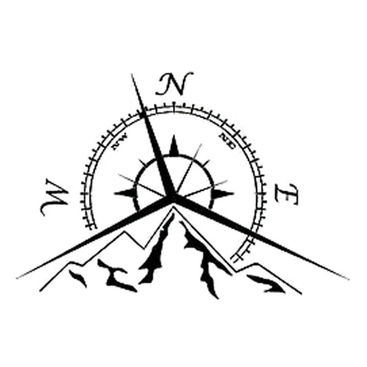5 PCS NSWE Fashion Mountains Compass Rose Decal Nautical Compass Navigate Car Sticker, Size: 13.7x9.4cm, 5 PCS Black, 5 PCS Silver
