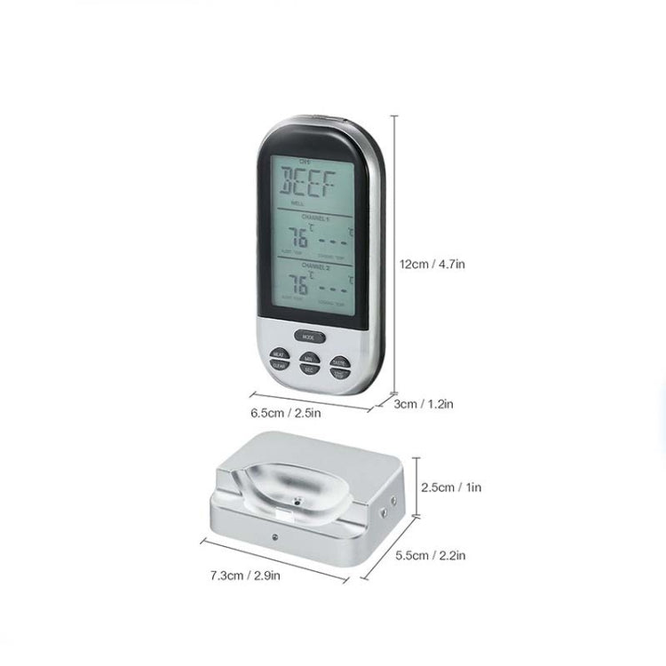 Double Probes Wireless Digital Kitchen Thermometer LCD Display Temperature Timer Alarm for Cooking Meat Grill Oven Food BBQ