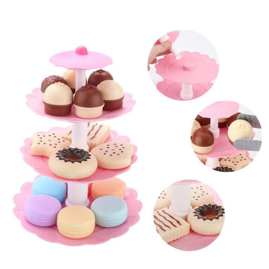Jouet alimentaire pour enfants, Tour de desserts de gâteaux pour enfants, Service à thé de fête, Jouets alimentaires de jeu de rôle, Gâteaux et desserts