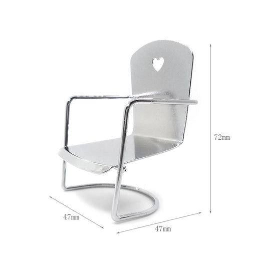 3 PCS 1:12 Maison de Poupée Miniature Modèle de Chaise en Fer, Chaise en Fer
