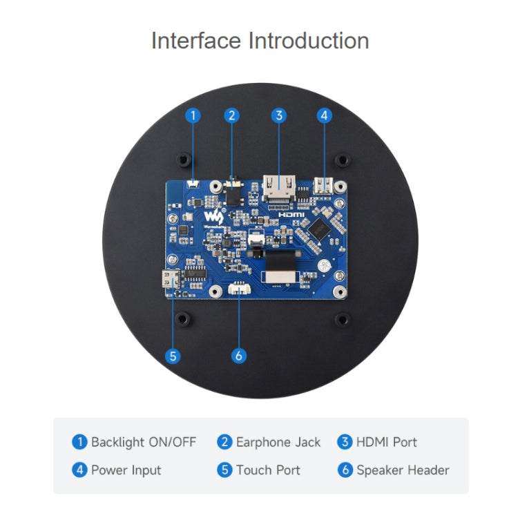 Waveshare 1080x1080 IPS Optically Bonded 5-Inch HDMI Circular 10-Point Touch Screen, 5 inch IPS