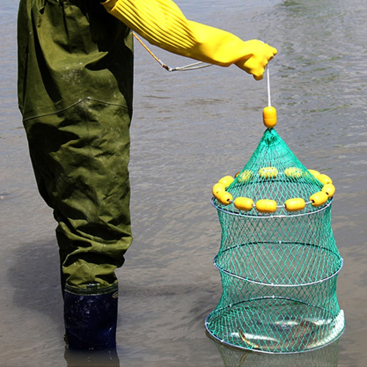 Filet de pêche à flottabilité extérieure, cage à poisson pliable à 3 cercles, filet de pêche en mer multi-flotteurs, filet de pêche à flottabilité