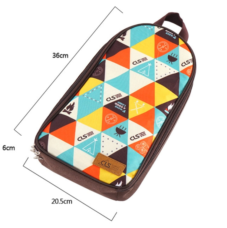 CLS Ensemble d'ustensiles de cuisine d'extérieur 7 en 1 en acier inoxydable 201 Sac à main portable Sac de pique-nique, Motif triangle 7 en 1, Café 7 en 1