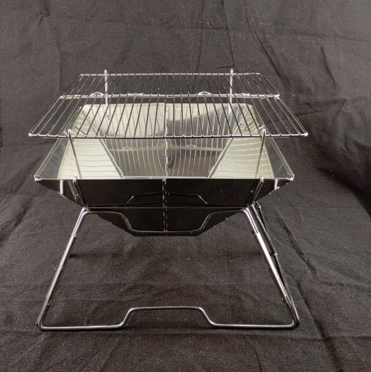 Liftable Barbecue Grill Camping Stainless Steel Folding Barbecue Grill Wood Charcoal Grill, 31x31x21cm