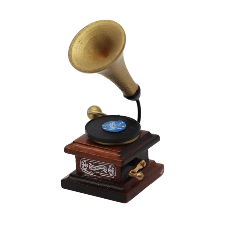 1:12 Jouet de simulation miniature pour maison, Gramophone rétro avec disque, Gramophone rétro avec disque