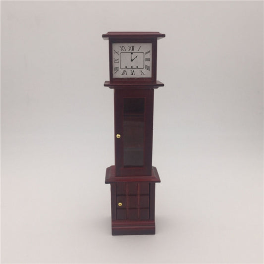 1/12 Mini maison jouet, simulation d'horloge vintage en acajou, horloge vintage