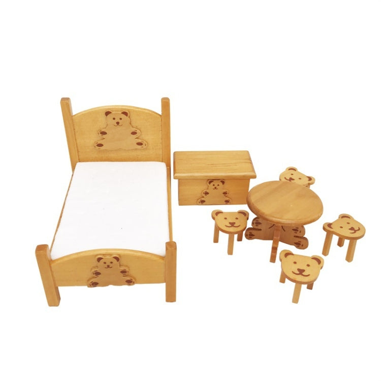 1:12 Mini Maison de Poupée de Poche Chambre d'Enfant Petit Ensemble de Lit Ours, Ensemble de Lit Ours