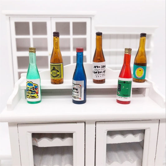 Lot de 18 pièces / 3 paquets, 1:12 mini maison de poupée, simulation de poche, bouteille de vin de fruits, ornements, modèle, bouteille de vin ou de boisson