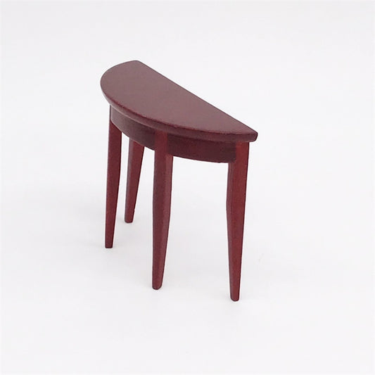 3 Tables de Porche Semi-circulaires en Acajou, Décoration de Scène de Mini Maison de Poupée 1:12, 3 Tables de Porche