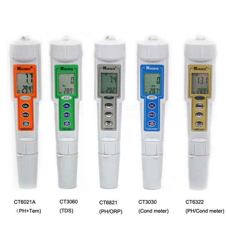 Kedida Protable LCD Digital Water Testing Measurement Pen, CT6021A PH + Temp Meter, CT3030 Conductivity + Temp Meter, CT6322 PH Conductivity Temp Meter, CT6821 PH + ORP + Temp Meter, CT8023 H2 + Temp Meter