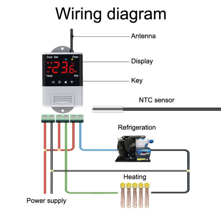 WiFi Intelligent Aquarium Fish Tank Hatch Central Air Conditioning Temperature Controller, DTC-1201 NTC Sensor, DTC-2201 18B20 Sensor