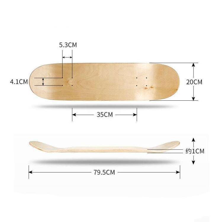 Skateboard à quatre roues en érable 8 couches doublement relevé, planche de 31 x 8 pouces
