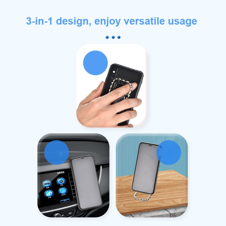 Metal Car Mobile Phone Folding Bracket Ring Buckle Paste Bracket,Style:, Square, Gourd