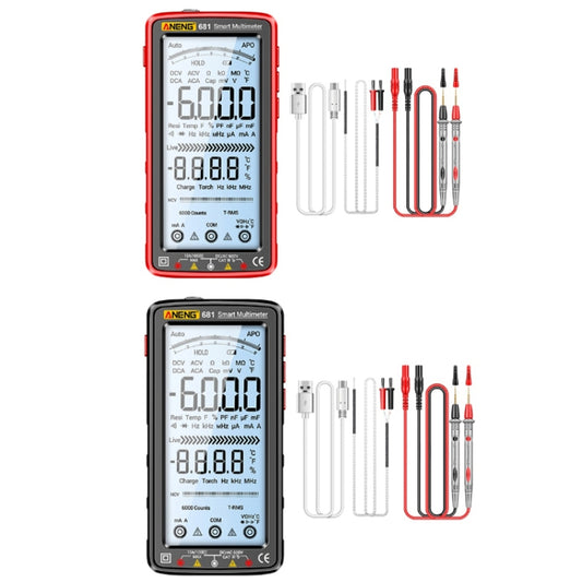 ANENG 681 LCD Digital Display Screen Smart Automatic Range Rechargeable Multimeter, 681 Red, 681 Black