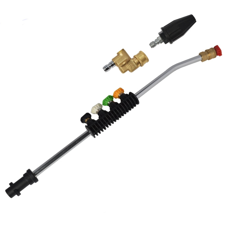 High Pressure Car Wash Water Gun 1/4 Quick Plug Interface Fan Shaped Five Color Nozzle Stainless Steel Elbow Extension Rod, High Pressure Spray Gun Kit