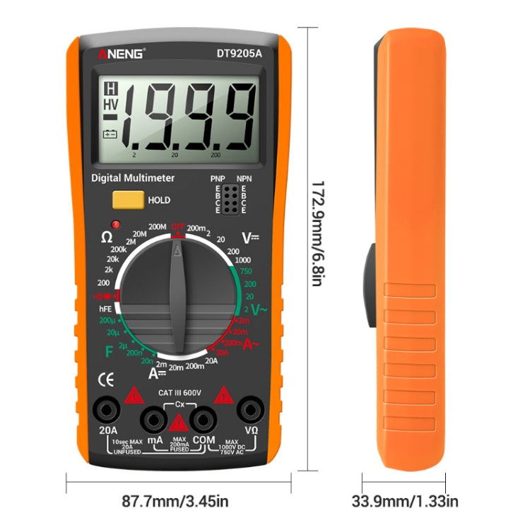 ANENG Automatic High-Precision Intelligent Digital Multimeter, DT9205A HOLD Key