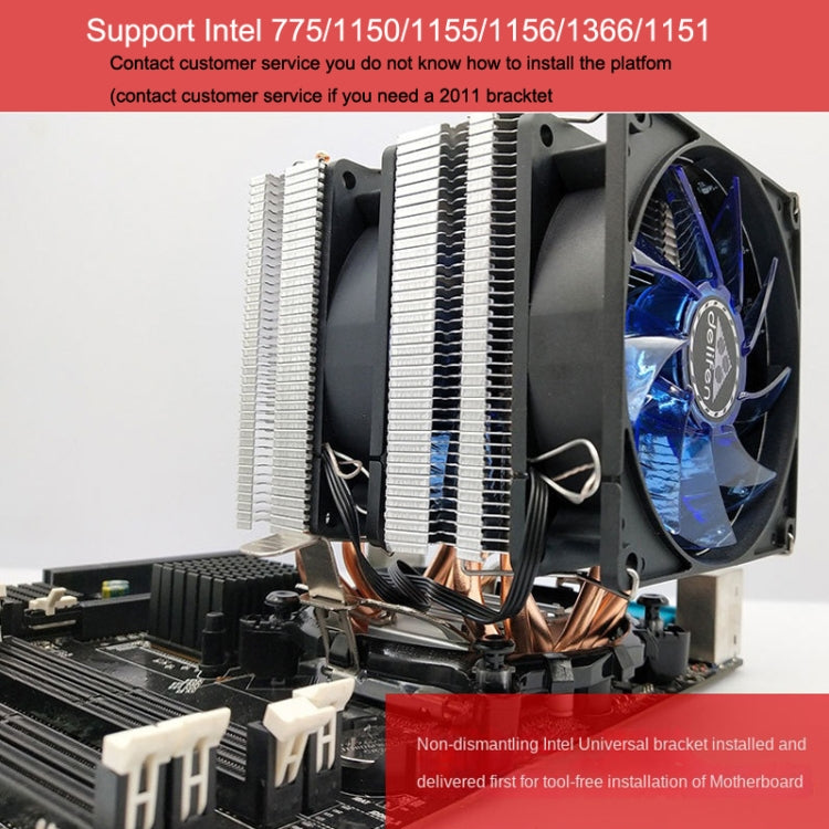 Desktop Computer 6 Copper Tube CPU Radiator Super Quiet, 6 Tube Without Light 3-pin Single Fan, 6 Tube Without Light 3-pin Double Fan, 6 Tube Blue Light 3-pin Single Fan, 6 Tube Blue Light 3-pin Double Fan, 6 Tube PWM Single Fan, 6 Tube PWM Double Fan