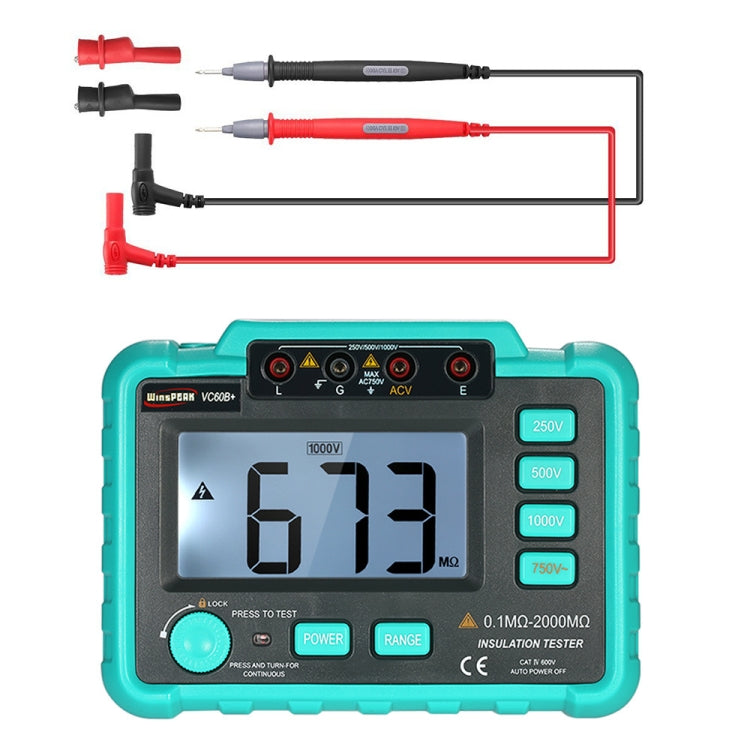 VC60B+ Digital Multimeter Measuring Instrument Digital Insulation Resistance Tester, Green