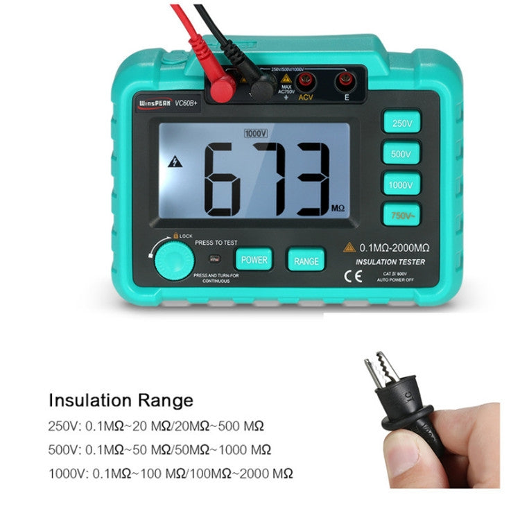 VC60B+ Digital Multimeter Measuring Instrument Digital Insulation Resistance Tester, Green