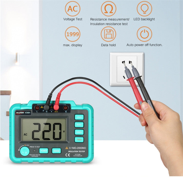 VC60B+ Digital Multimeter Measuring Instrument Digital Insulation Resistance Tester, Green