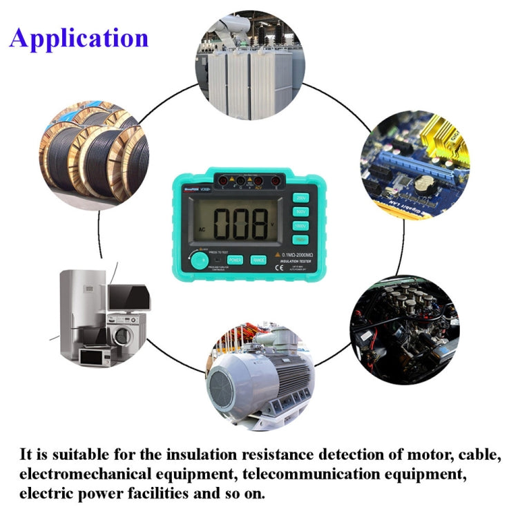 VC60B+ Digital Multimeter Measuring Instrument Digital Insulation Resistance Tester, Green