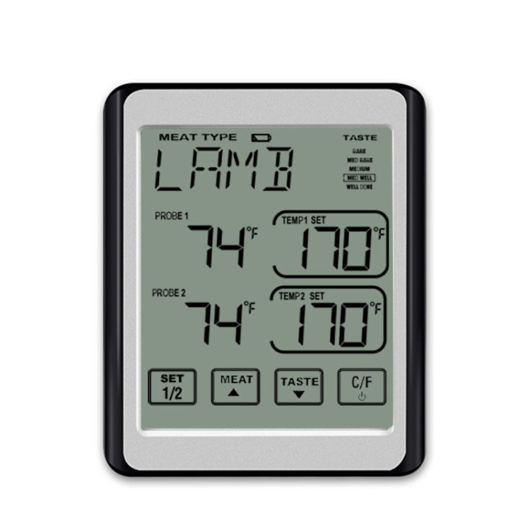 CH-212 Dual Probe Color Screen Smart Alarm Grill Kitchen Thermometer, Colorful Backlight, Orange Backlight