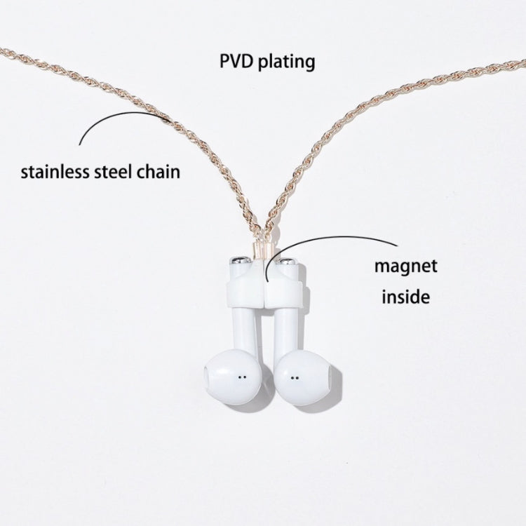 AIRPODS Wireless Headset Anti-lost Chain Strong Magnetic Sleeve Titanium Steel Stainless Steel Color Retention Anti-lost Necklace, Golden, Rose Gold, Black Gold, Steel Color