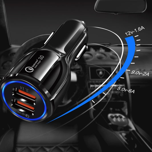 2 PCS Chargeur de voiture QC3.0+3.1A Double USB 6A Halo Bouteille de vin Charge rapide, Noir élégant, Blanc classique