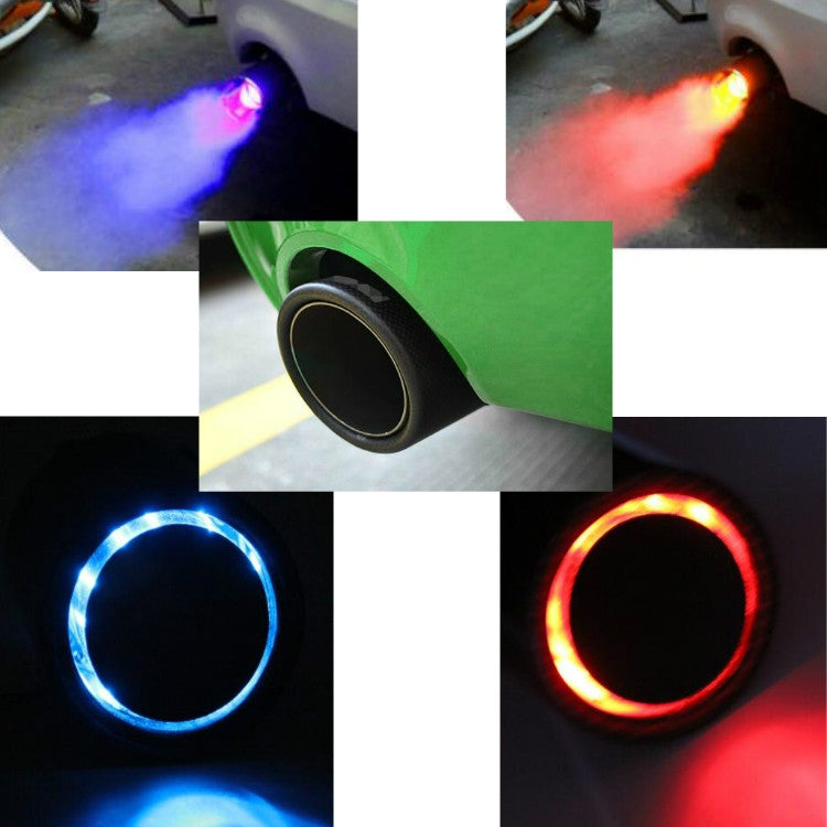 Car Modification Carbon Fiber Luminous Tail Throat LED Lights Modified Car Exhaust Pipe Spitfire Tail Throat, Side, Curling