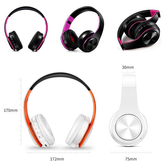 Casque Bluetooth Écouteurs sans fil Stéréo Pliable Casque de sport Microphone Casque mains libres Lecteur MP3