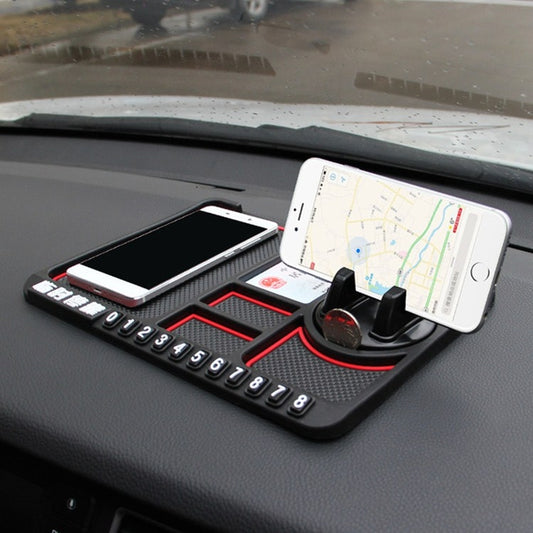 Car Interior Car Multifunctional Instrument Panel Storage Pad Car Phone Bracket Anti-slip Pad With Stop, Rotating Red Circle, Rotating Blue Circle, Rotating Black Circle