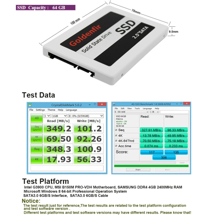 Goldenfir SSD 2.5 inch SATA Solid State Disk, 16GB, 32GB, 60GB, 64GB, 120GB, 128GB, 240GB, 256GB, 360GB, 480GB, 512GB, 1TB, 2TB
