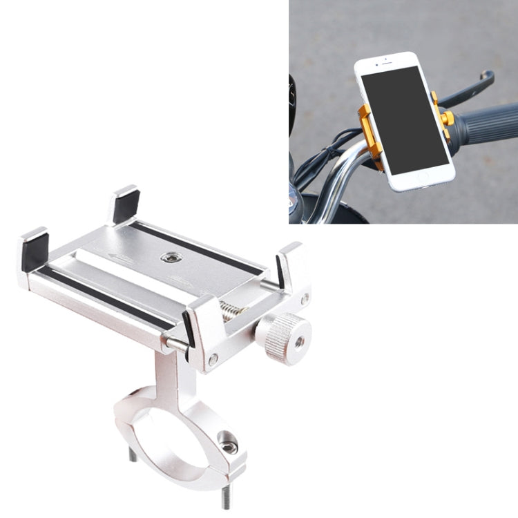 2pcs Aluminum Alloy Bicycle Mobile Phone Holder Motorcycle Mobile Phone Navigation Bracket Electric Motorcycle Hand Rack, Black (Handlebar Style), Gold (Handlebar Style), Silver (Handlebar Style)
