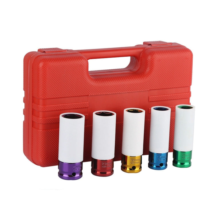 5 In 1 15/17/19/21/22mm Socket Set Tire Change Wrench Head Wheel Protection Sleeve, 5 In 1