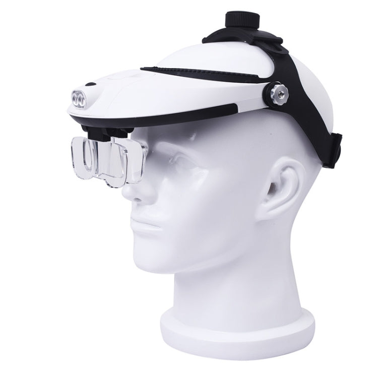 The Elderly Reading And Repairing Magnifying Glass With 2 LED Lamp Head-Mounted HD Magnifying Glass
