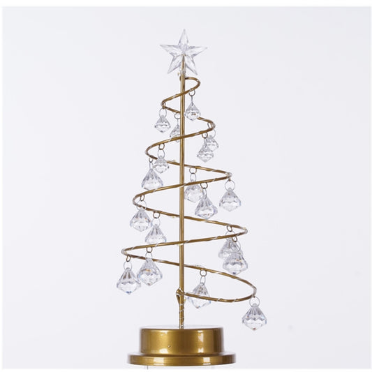 Veilleuse LED en fer forgé, lampe de table décorative en forme de sapin de Noël en cristal