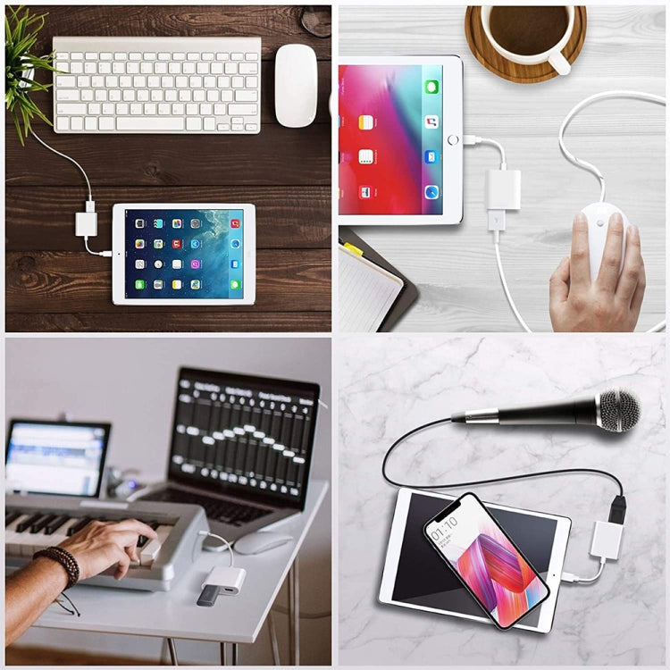 8 Pin To USB2.0+8 Pin Interface OTG Sdapter, Support IOS System