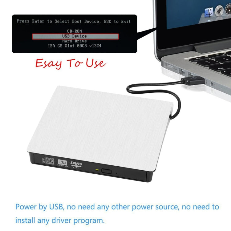 Slim External USB 3.0 DVD RW CD Writer Drive Burner Reader Player For Laptop PC, Brushed Texture DVD(W)