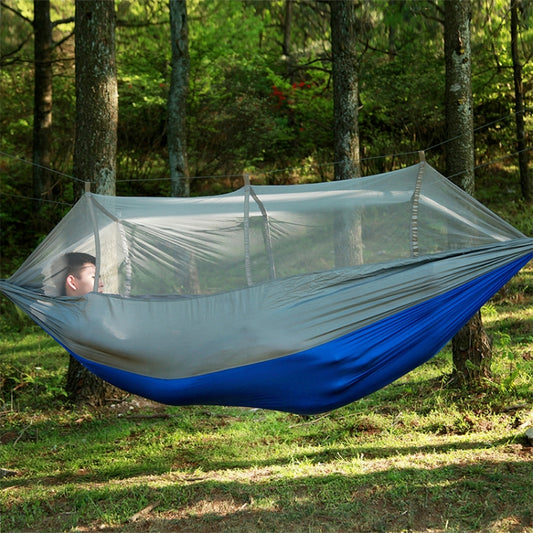 Hamac moustiquaire d'extérieur pour 1 ou 2 personnes, lit de couchage suspendu portable pour camping, balançoire double, 260 x 140 cm, bleu gris 260x140cm, rose 260x140cm, rose bleu 260x140cm, vert 260x140cm, vert jaune 260x140cm, bleu foncé 260x140cm.