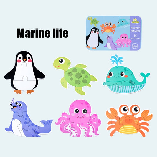 Coffret de puzzles éducatifs DUOQU pour enfants, animaux marins, dinosaures, animaux sauvages, animaux de la ferme, transports