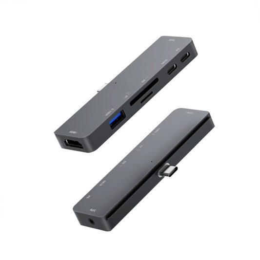 300A 7 in 1 USB3.0x1 + HDMIx1 + PD Portx1 + Type-Cx1 + SD/TF + 3.5mm Portx1 Multifunctional Extension HUB Adapter for iPad Pro