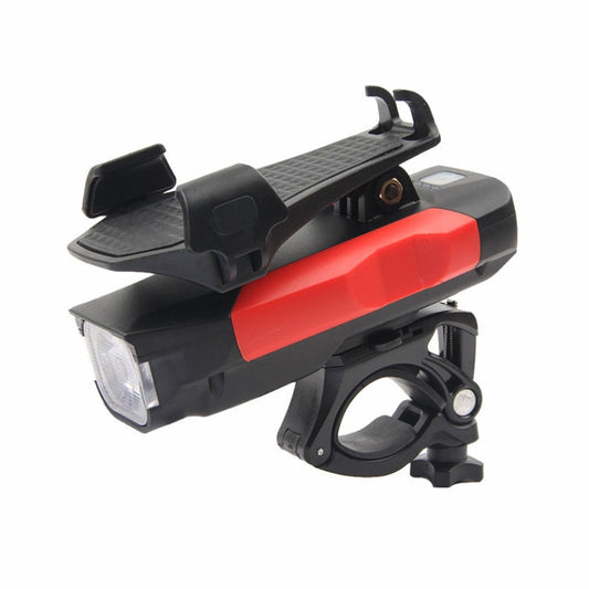 Phare de vélo 500LM support de téléphone portable multifonction avec klaxon, 4000 mAh (noir), 4000 mAh (noir rouge), 4000 mAh (noir bleu), 4000 mAh (noir orange), 2400 mAh (noir rouge), 2400 mAh (noir bleu), 2400 mAh (noir orange)