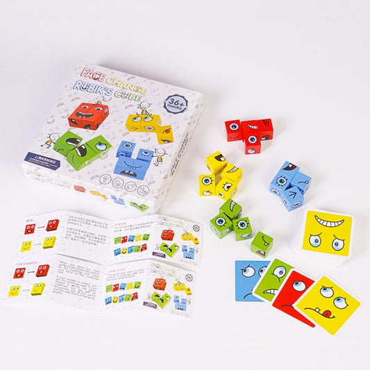 Wooden Children Puzzle Challenge Level Toy Expression Thinking Training Building Block, Small