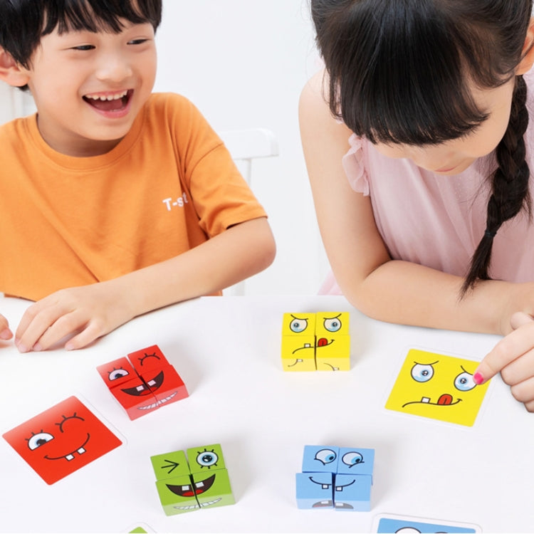 Wooden Children Puzzle Challenge Level Toy Expression Thinking Training Building Block, Small