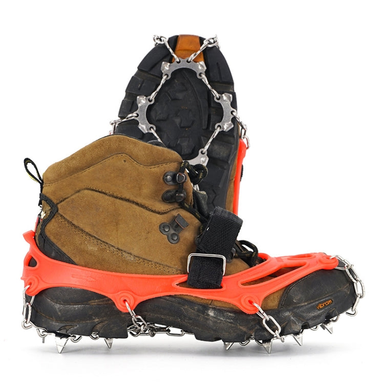 13 Zähne Outdoor Edelstahl-Bergsteiger-Kletter-Steigeisen Trekking Anti-Rutsch-Schuhüberzüge, Größe:, 13 Zähne M(Orange)