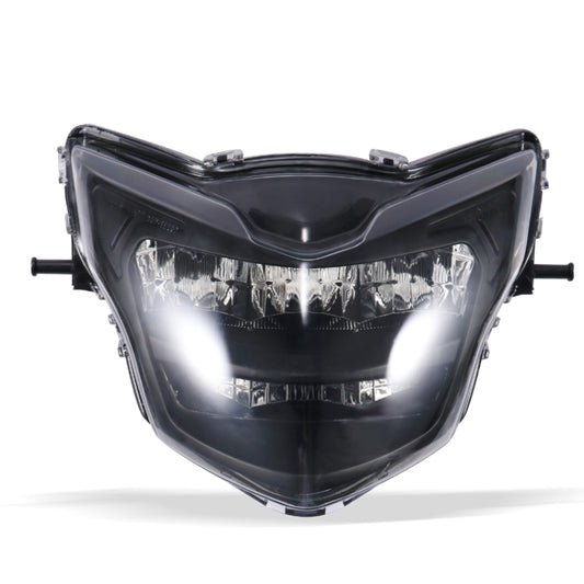 Motorrad LDE Retro Scheinwerfer LED Fern- und Abblendlicht für Yamaha LC135 V2-V6, transparentes Glas, getöntes Glas