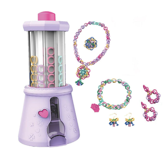 DIY Braided Bracelet Toy Beaded Braided Chain Link Maker Girl Dress Up Toy, Pink, Purple