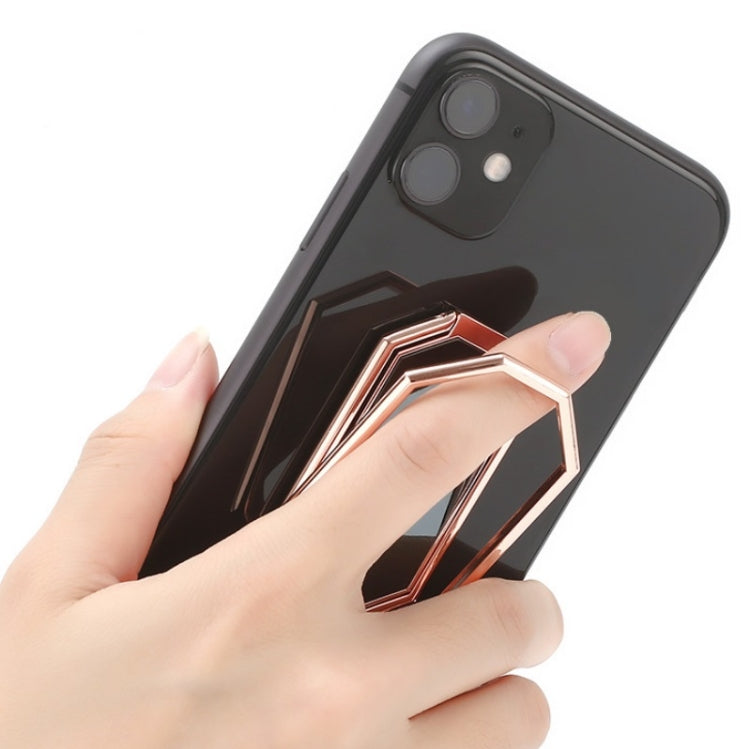 Anneau de support magnétique pliable et adhésif pour téléphone portable, en alliage de zinc, pour voiture, noir et or rose