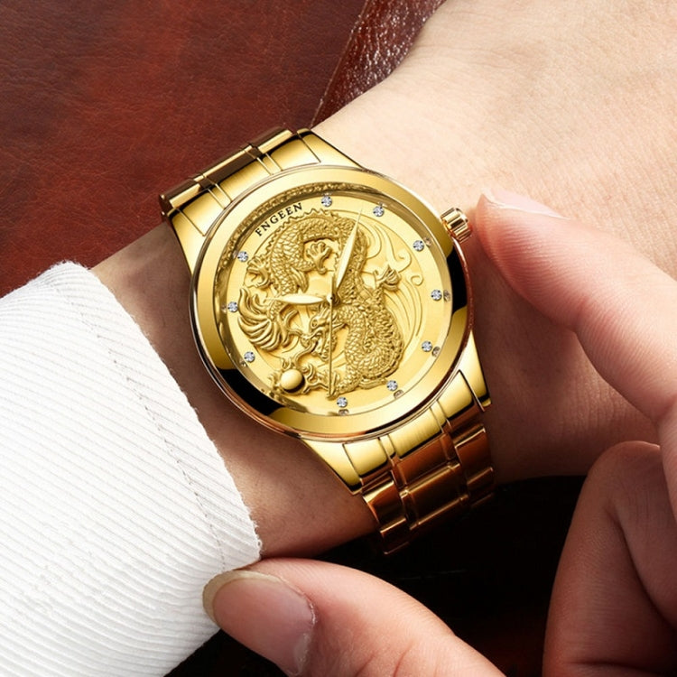 FNGEEN S666 Montre Étanche Lumineuse Non Mécanique Quartz Ultra-Fine Motif Dragon Ou Phénix Montre de Couple, Tout Or Surface Or, Tout Or Surface Noire, Tout Or Surface Blanche, Entre-deux Or Surface Or, Entre-deux Or Surface Noire...